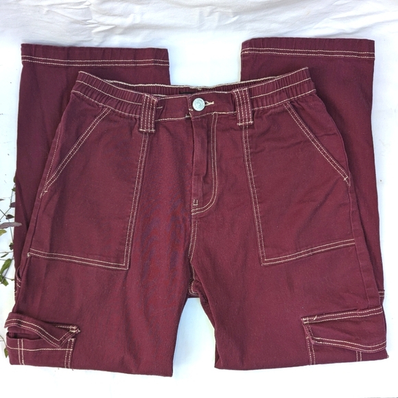 Almost Famous Burgundy Red Pants Size L - Picture 1 of 11